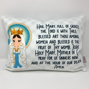 Hail Mary pillow. Baptism Gift. Children's & Nursery Decor, Christian Catholic Gift. First Communion Gift. Hail Mary Gift. Prayer Pillow.