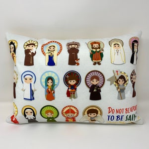 Do not be afraid to be Saints Catholic Saints pillow. Baptism Gift. Mother Teresa, Hail Mary, St. Michael Pillow. Catholic First Communion