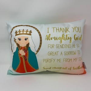 Saint Margaret of Scotland pillow. St Margaret Pillow. Catholic Gift. Baptism Gift. Saint pillow. First Holy Communion. Saint Margaret gift.