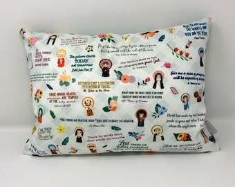 Catholic Saints pillow. Baptism Gift. Mother Teresa, Hail Mary, St. Michael Pillow. Catholic Gift. First Communion Gift. Saint Quotes Pillow