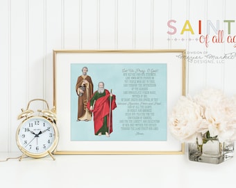 Saint Peter and Paul poster print. Peter and Paul Wall Art Poster. Nursery Art. Kids Room. Prayer Print. Catholic. Peter and Paul Prayer.
