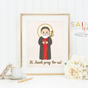 Saint Jacob prayer print. Saint Jacob Wall Art Poster. Nursery Prayer Print. Catholic Poster. Baptism Gift. Saint Jacob Gift.