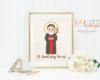 Saint Jacob prayer print. Saint Jacob Wall Art Poster. Nursery Prayer Print. Catholic Poster. Baptism Gift. Saint Jacob Gift.