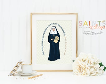 St Katharine Drexel poster print. Saint Katharine Wall Art Poster. First Communion. Union with God alone Poster. Catholic Gift. Baptism