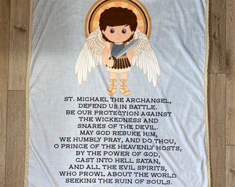 Saint Michael the Archangel Ultra soft baby Blanket. Saints Prayer Blanket. 30x40” Saint Michael Prayer Blanket. Baptism Gift. Catholic