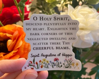 2.5" Vinyl Waterproof Saint Augustine Stickers. Saint Augustine Water bottle Saint Sticker. Catholic decal. Saint Augustine O Holy Spirit