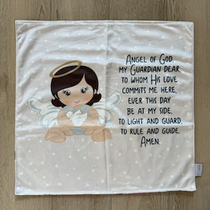 18&quot; Angel of God prayer Ultra Soft Lovey Mini Blanket. Prayer Blanket. Angel of God Lovie Blanket. Baptism. angel of God gift
