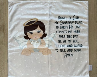18" Angel of God prayer Ultra Soft Lovey Mini Blanket. Prayer Blanket. Angel of God Lovie Blanket. Baptism. angel of God gift
