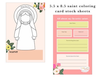 All About my Favorite Saint Coloring Postcards. Saint Postcard Set. First Communion Gift. Catholic School Teacher Gift. Saint Coloring Cards