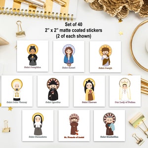 Set of 40 Saint Stickers SET 1. Kids Saint Stickers. First Communion Gift. Homeschooling. Catholic Gift. Catholic Stickers. Prayer Stickers. image 1