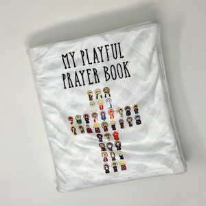 My playful prayer book for kids. Catholic baptism git. Catholic baby gift. Super Soft prayer book for kids. Hail Mary, Our Father, Angel