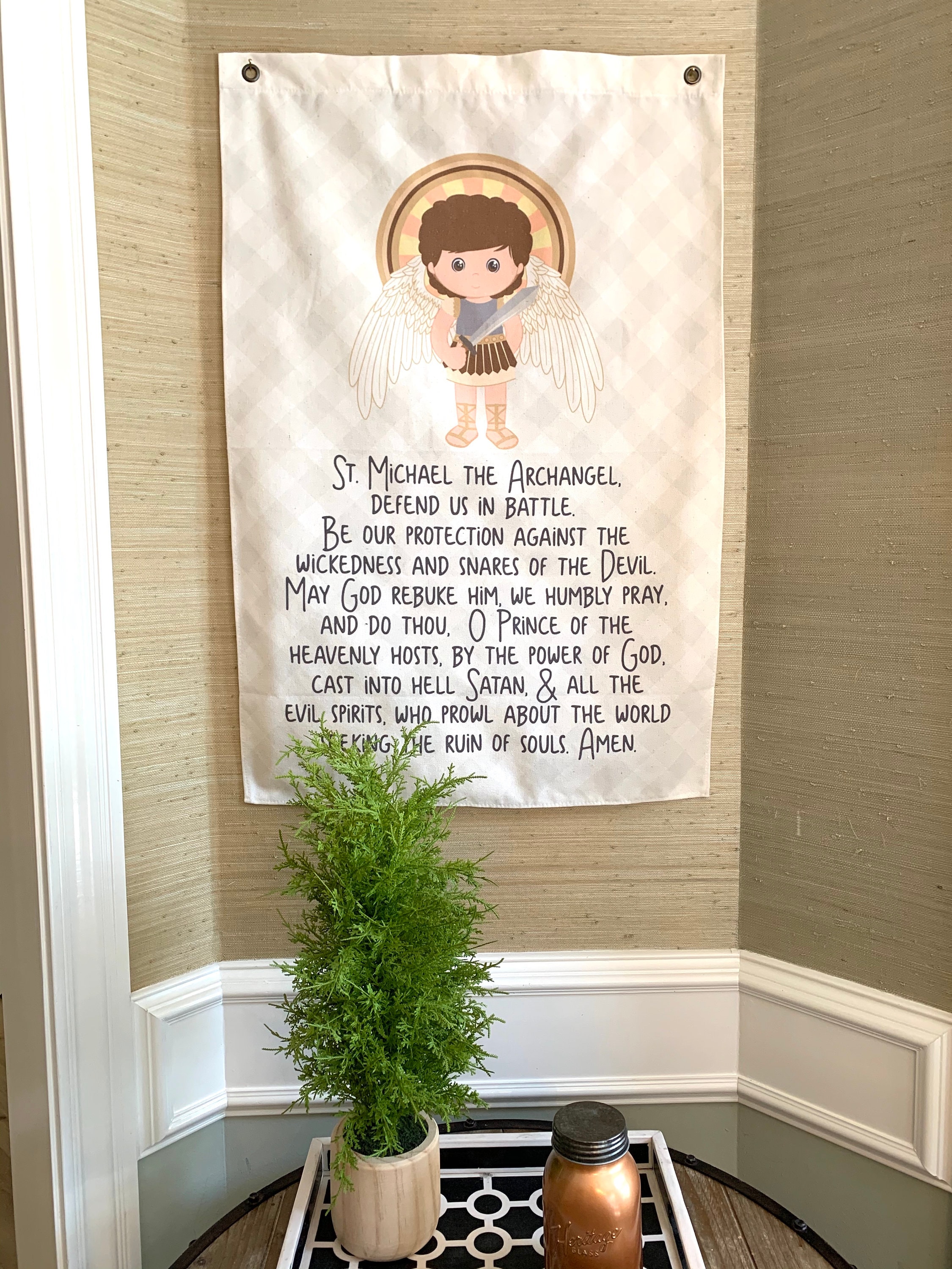 Saint Michael the Archangel Canvas Wall Hanging. Saint Michael Canvas