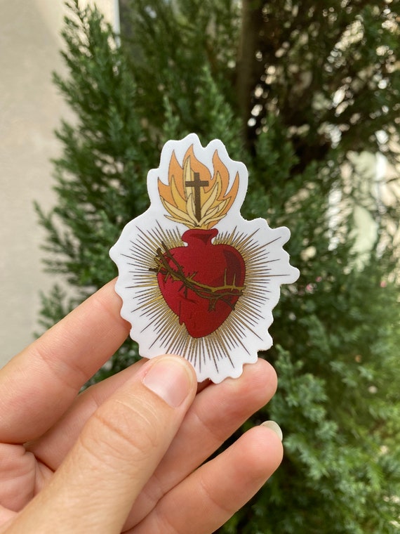 2.5” Vinyl Waterproof Sacred heart of Jesus Stickers. Sacred heart