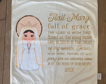 18" Hail Mary Ultra Soft Lovey Mini Blanket. Baby Prayer Blanket. Lovie Blanket. Baby Nursery. Baptism Gift. Catholic Baby Gift. Hail Mary