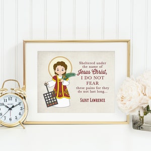 St. Lawrence poster print. Saint Lawrence Wall Art Poster. Nursery Art. Kids Room Print. Prayer Print Poster. Catholic Poster. Lawrence gift