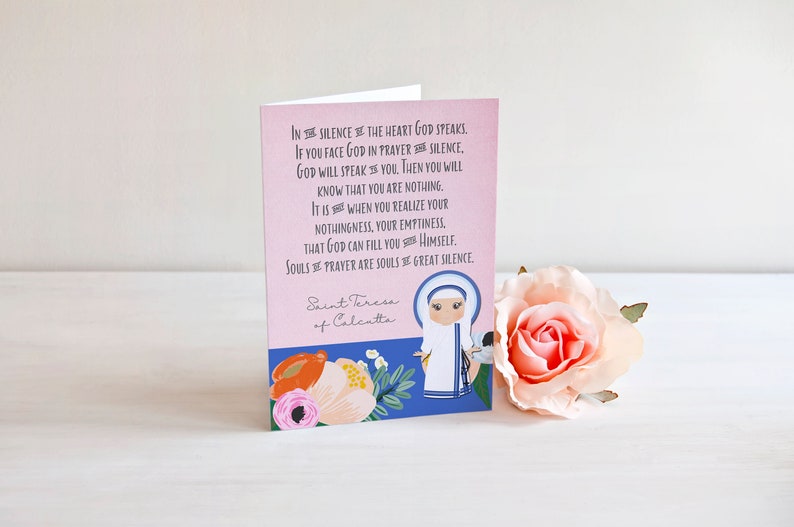 Saint Teresa of Calcutta Folded Note Cards First communion Catholic gift Saint Notecard Mother Teresa note. Mother Teresa Quote Notes