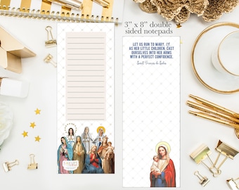 Our Lady 3x8 notepad. Marian notepad. Catholic Gift notepad. Hostess gift. Teacher Gift. Catholic gift. Mary notepad. Let us run to Mary