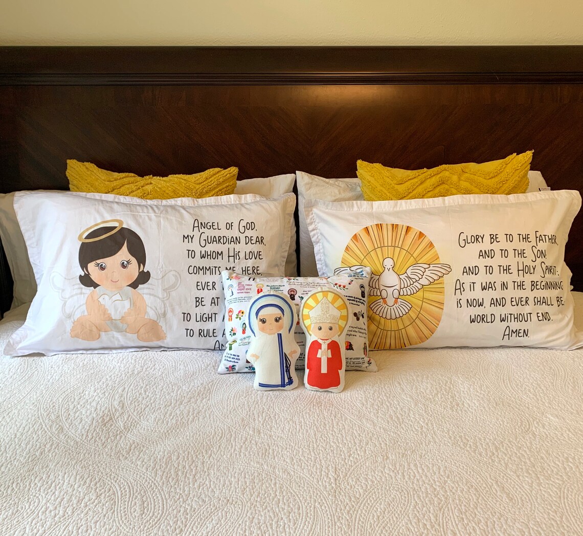 Catholic Prayer pillow case. Baptism Gift. Hail Mary St. Etsy