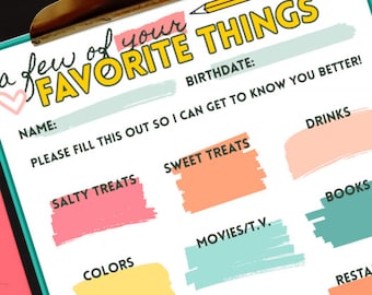 Teachers' favorite things printable