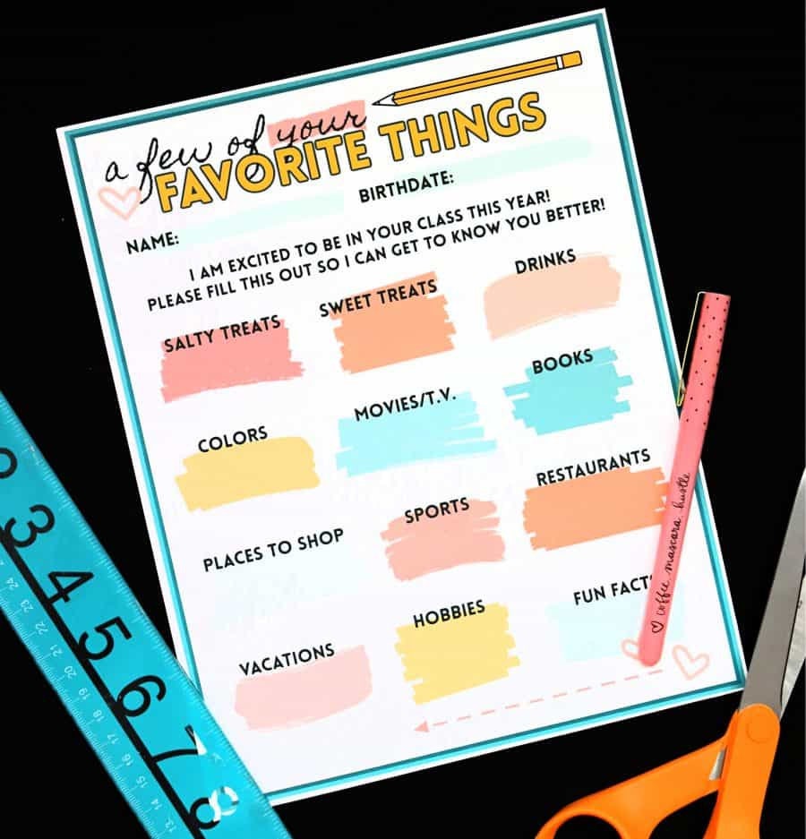 Teachers' Favorite Things Printable - Etsy