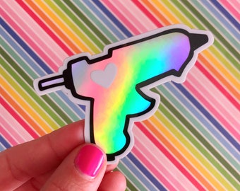 Sticker pistolet à colle holographique