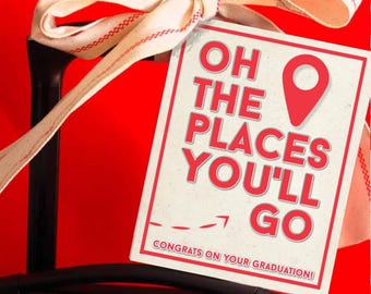 Oh The Places You’ll Go Graduation Tag Printable | Luggage Suitcase Gift