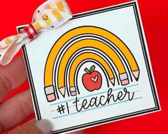Teacher Appreciation Gift Tag Printable | Thank You | Pencil Rainbow  | Instant Download