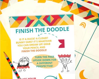 Finish the Doodle Printable Activity Pages for Kids | Creative Drawing Prompts | Imagination Activity Sheets |