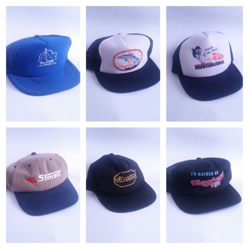 Vintage Caps Trucker Hats Rare Unique Gifts Souvenir USA Vacation 80s 1980s image 1