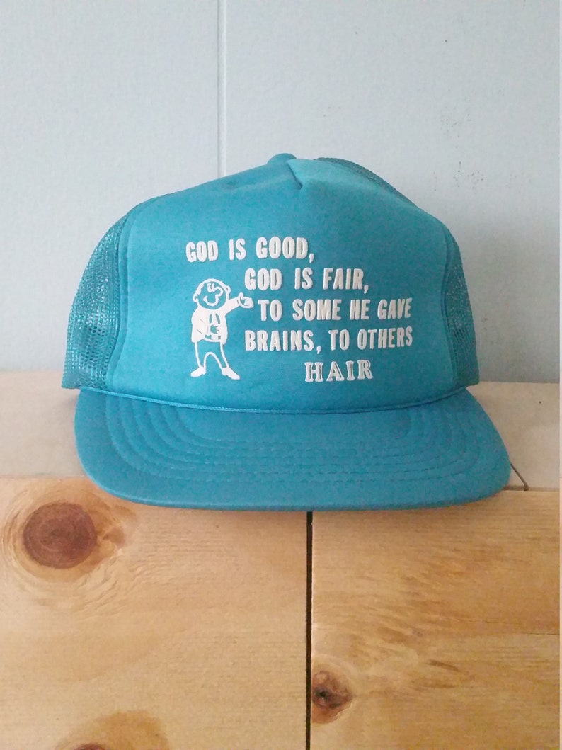 Vintage Caps Trucker Hats Rare Unique Gifts Souvenir USA Vacation 80s 1980s God Hair