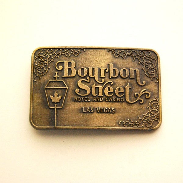 70s Belt Buckle Las Vegas Casino Bourbon Street New Orleans Brass