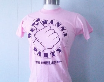 Verkauf Ungetragenes Weinlese-T-Shirt We Wanna Party Florida edm Tanz NOS fl Bar trinken Daumen hoch College Spring Break VTG T-Shirt