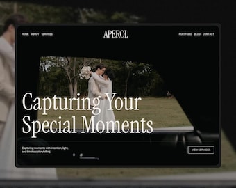 Sjabloon elegante fotografiewebsite, portfolio trouwfotograaf