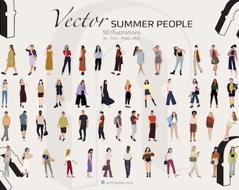 Clipart zomermensen: vectorillustraties (digitale download)