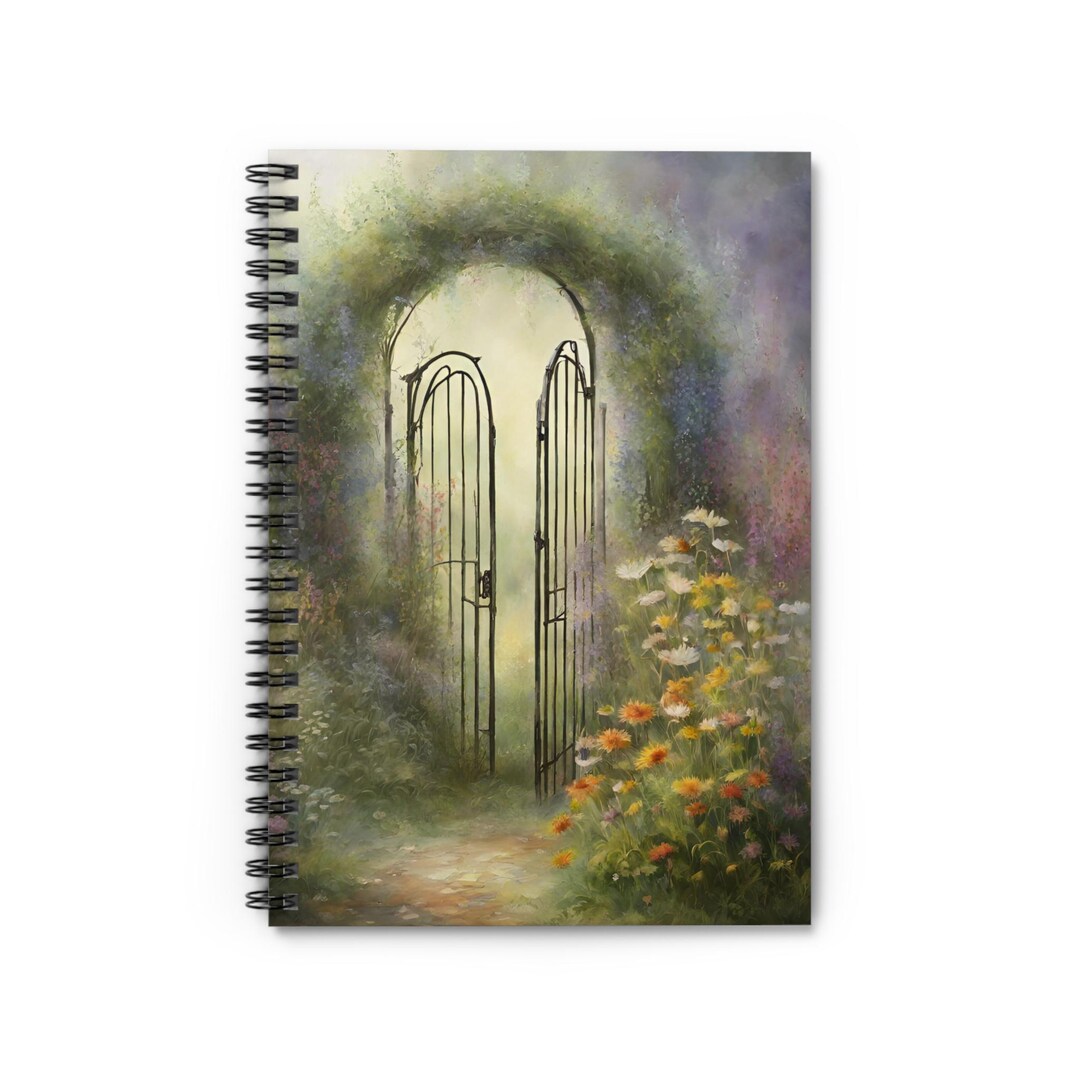 Secret Garden Gate Spiral Notebook | Floral Fantasy Ruled Journal - Etsy