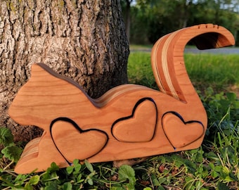Cat Bandsaw Box with heart drawers