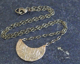 Gold Crescent Moon Necklace: Antique Brass Chain, Celestial Jewelry