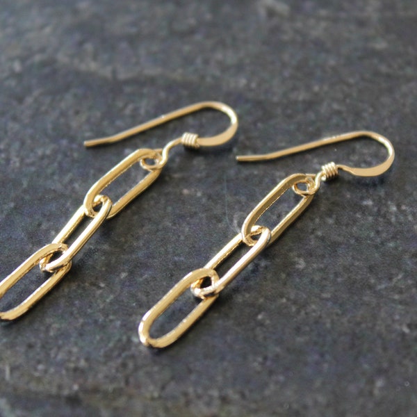 Gold Paperclip Chain Earrings, Paperclip Chain Jewelry, Gold Paperclip Chain, Chain Earrings, Gold Earrings, Simple Jewelry Paper Clip Chain