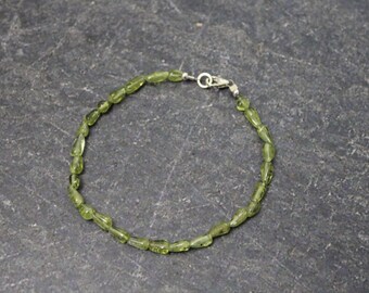 Peridot Bracelet, Tiny Peridot Teardrops, Sterling Silver, Peridot Silver Bracelet, Green Peridot Jewelry, Green Bracelet