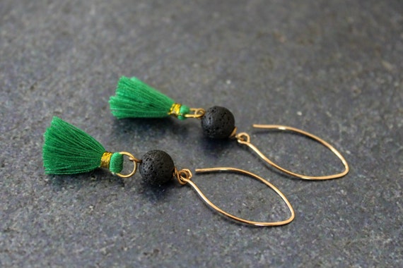 Buy Green Lava Tassel Earrings Green Tassel Earring Lava Stone Earring Lava Stone Jewelry Tassel Jewelry Green Tassel Diffuser Earring Online in India Etsy