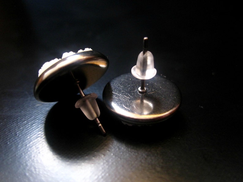 Gunmetal Post White 12mm Druzy Post Stud Earrings Gunmetal White Druzy Earrings White Druzy Earrings Druzy Earrings Drusy Earrings
