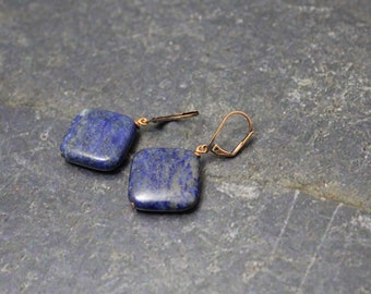 Lapis Lazuli Copper Earrings, Diamond Lapis Earrings, Copper Lever Back, Blue Earrings, Lapis Lever Back, Lapis Lazuli Jewelry