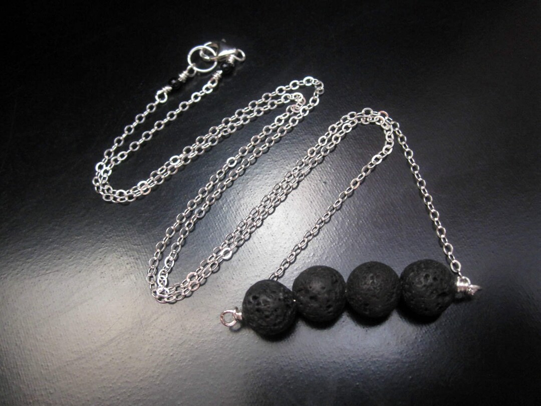 Sterling Silver Lava Stone Necklace: Essential Oil Diffuser Pendant - Etsy