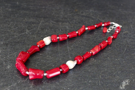 red coral pearl necklace