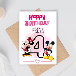 Carte d'anniversaire pour enfants - Minnie et Mickey Mouse