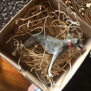 New 3D Dresden Irish Wolfhound Dog Christmas Paper Ornament w Glass Eyes