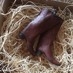 New 3D Dresden English Riding Boots Christmas Paper Ornament 2 3/8&quot; High