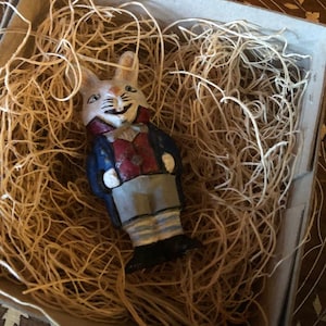 New 3D Dresden Paper Handsome White Rabbit Christmas Ornament W Vest Tailcoat & Pocketwatch