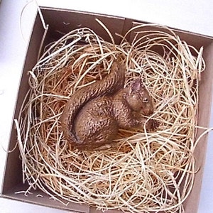 New Dresden Type Christmas Ornament 3D Paper Brown Squirrel W Pinecone