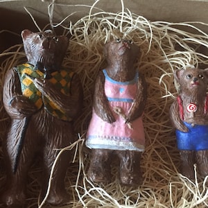New 3D Dresden 3 Bears Family Paper Christmas Ornament Papa Mama Baby